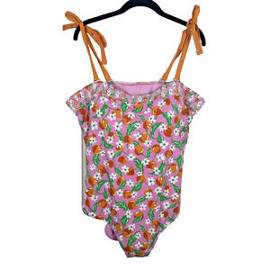 LANDS' END x Draper James Swimsuit 22W Pink Orange One Piece Women Plus Size NWT